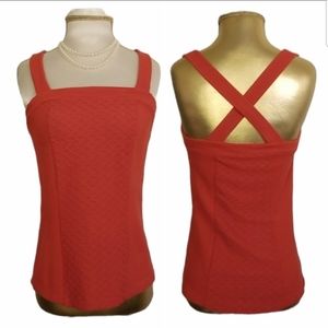 Anthropologie Deletta Coral Cross Back Sleeveless Top